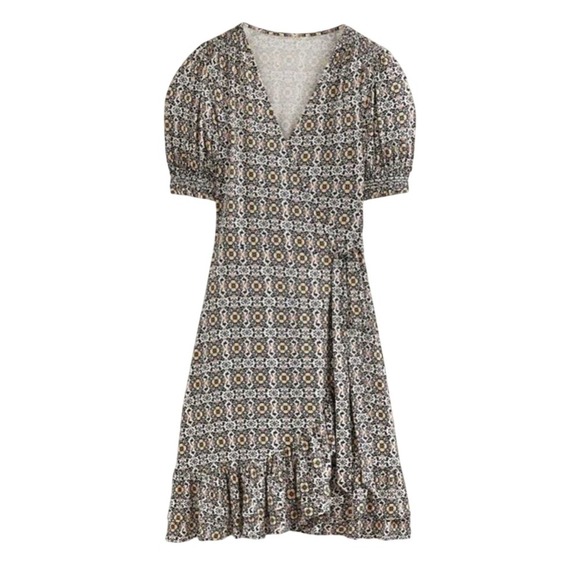 Boden Dresses & Skirts - Boden Ruffle Wrap Stretch Jersey Mini Dress Black Opulent Pome Women's sz 2 New